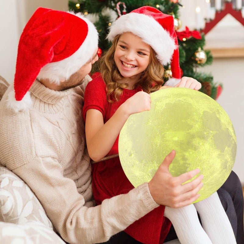 LOGROTATE Moon Lamp, Moon Light Lamps with Time Setting and Stand 3D Printing LED 16 Colors, Hung Up Decorative Night Lights for Baby Kids Friends Lover Birthday Gifts(Diameter 9.6 inch) - Image 2
